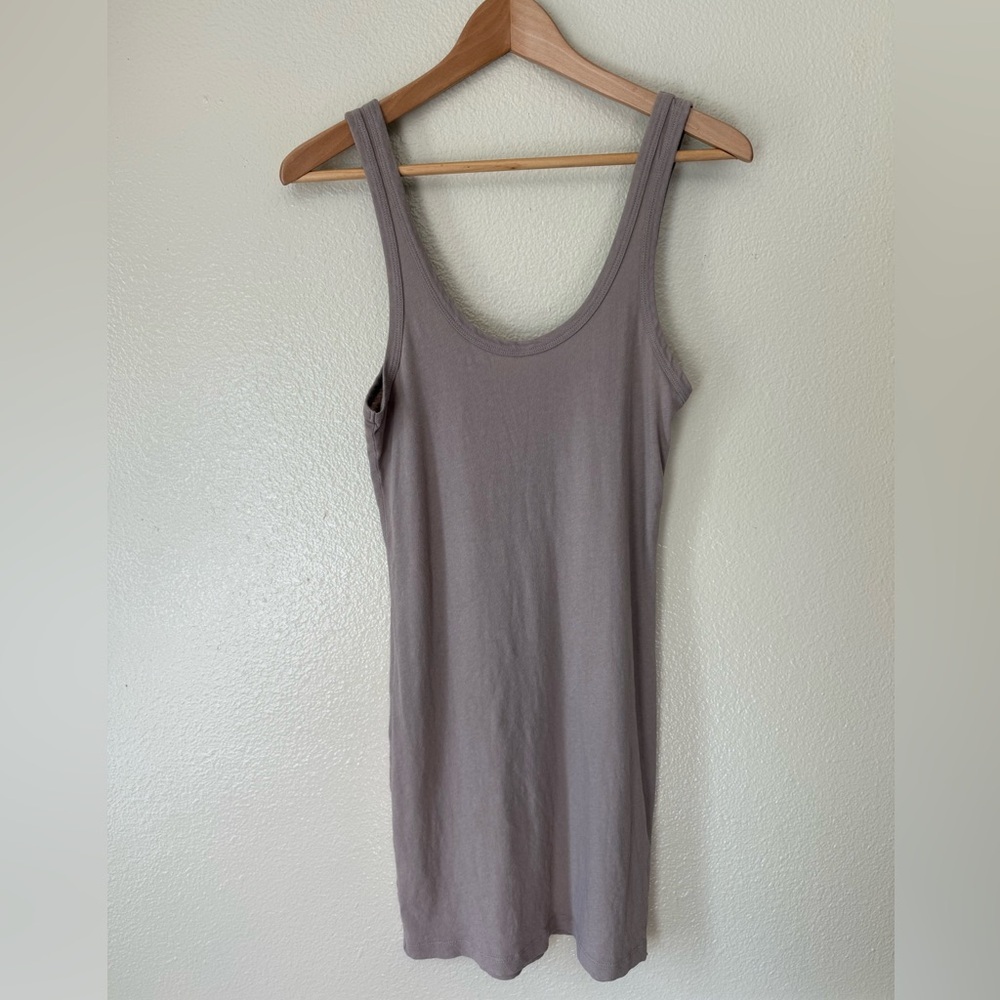 James Perse Taupe Scoop Neck Mini Dress 100% Cotton